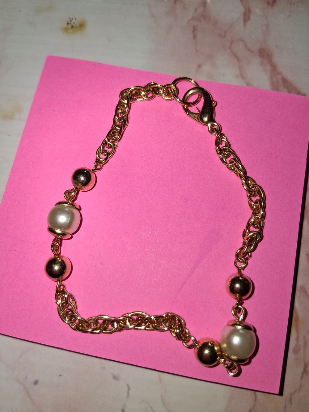 Source Unknown Gold Pearl Accent Chain Bracelet